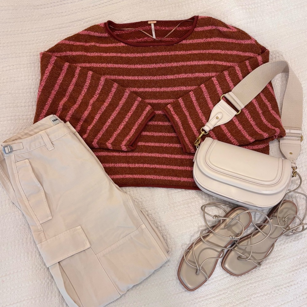 Free People Bardot Sweater | Pink & Rust